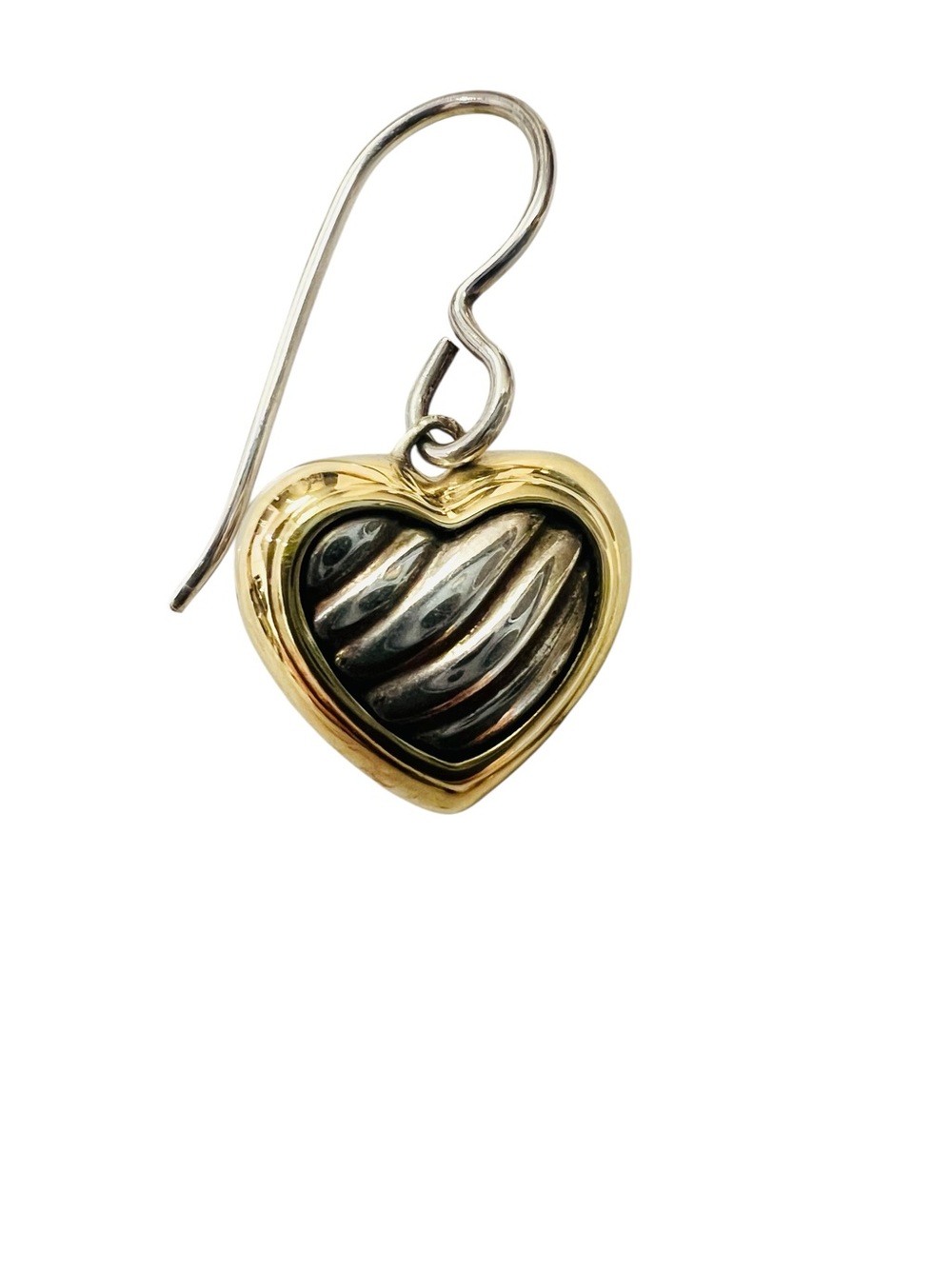 David Yurman Cable Heart Drop Earrings Sterling Silver 18K Gold 925 - Picture 3 of 6